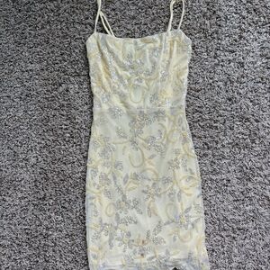 Windsor Yellow and Silver Sequin Mini Dress